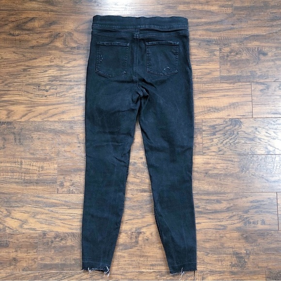 Spanx • Vintage Distressed Ankle Skinny Jeans black pull on raw hem jeggings - Picture 11 of 13